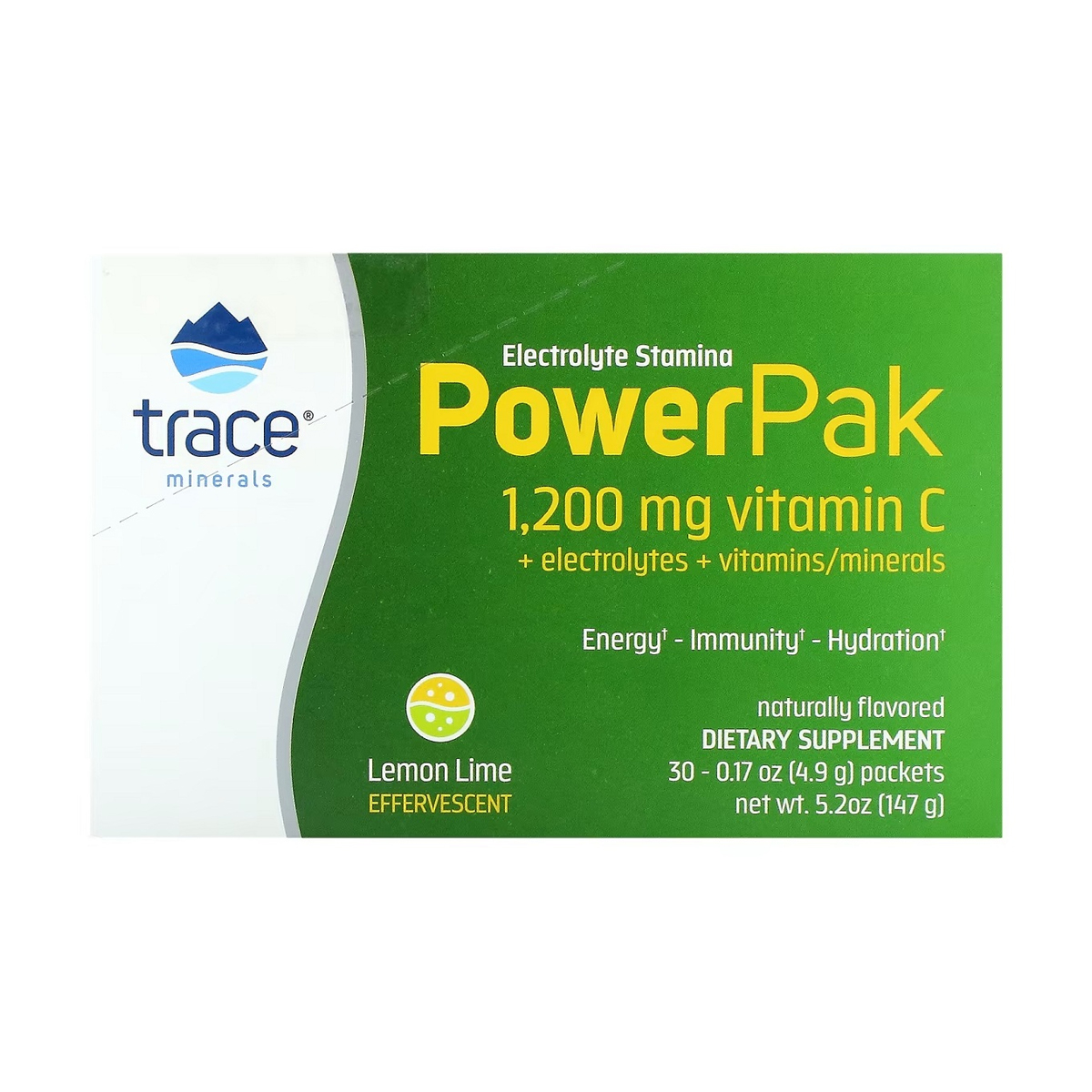 Електроліти Trace Minerals Electrolyte Stamina PowerPak зі смаком лимона та лайма, в порошку, 30 шт