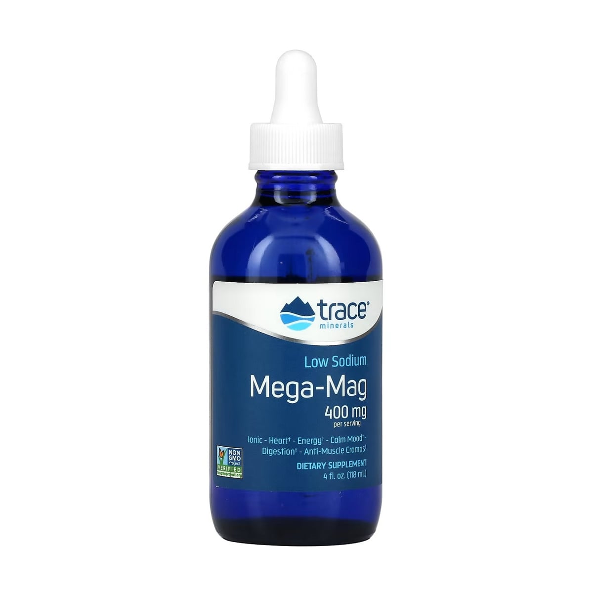 Магній з низьким вмістом натрію Trace Minerals Low Sodium Mega-Mag 400 мг, в краплях, 118 мл