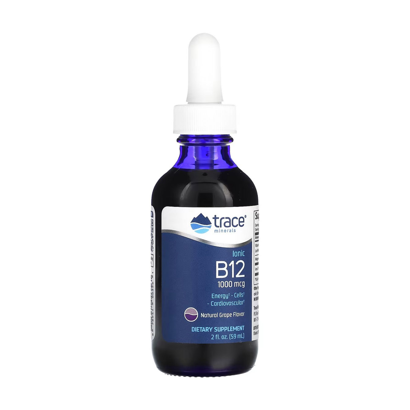 Вітамін-B12 Trace Minerals Ionic B12 1000 мкг, смак винограду, в рідині, 59 мл